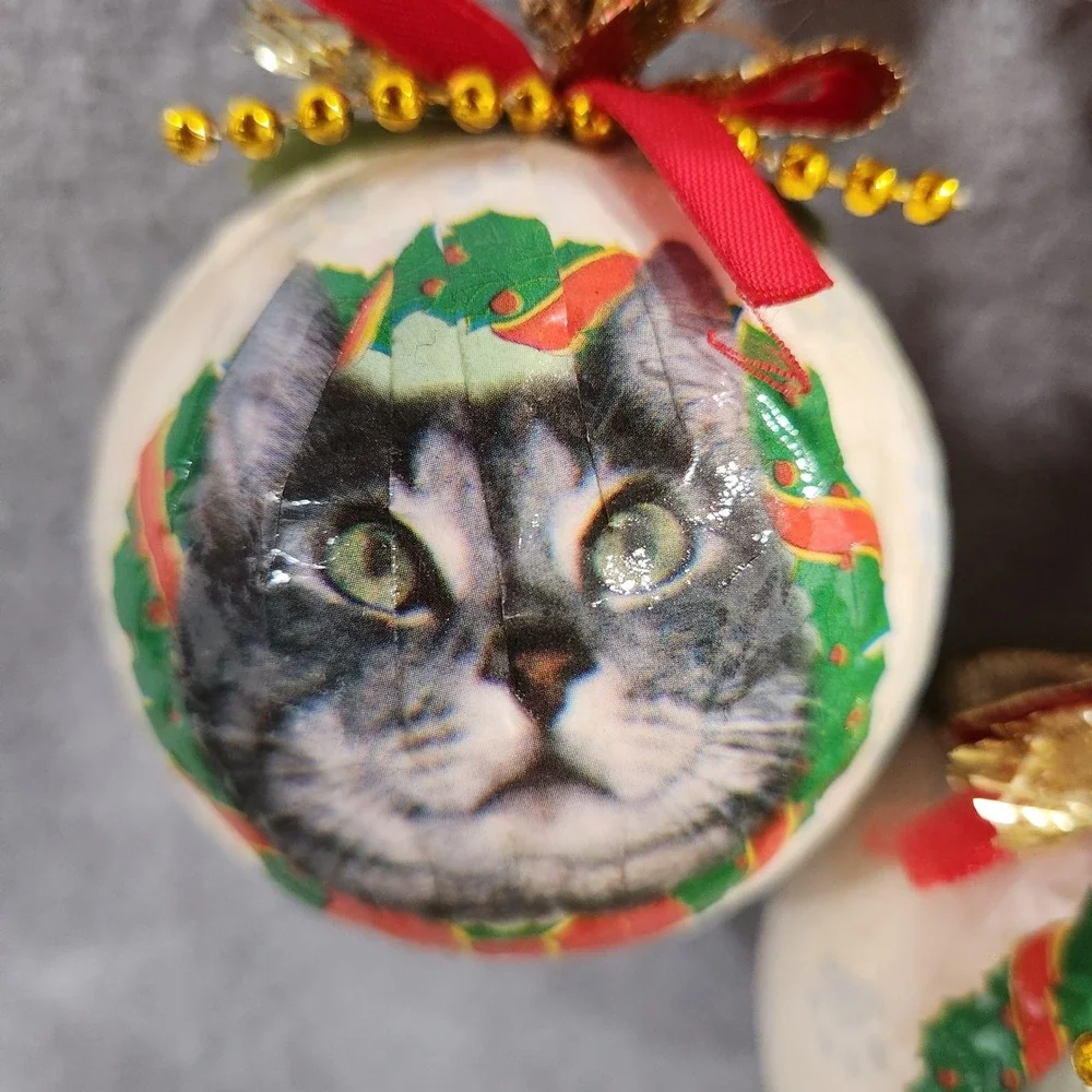 Set of 7 Handmade Cat Christmas Ornaments 3